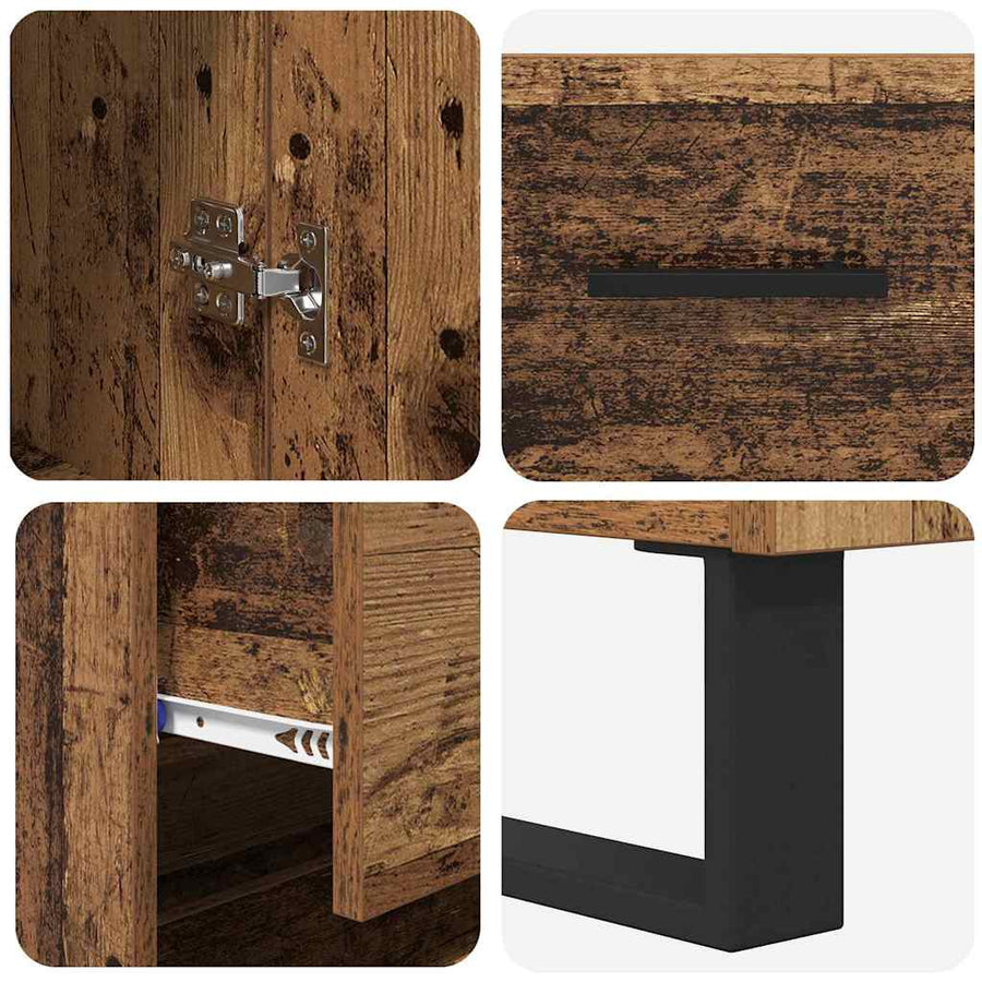 Hoge kast Oud Hout 69,5 x 34 x 180 cm Geengineerd Hout en Glas