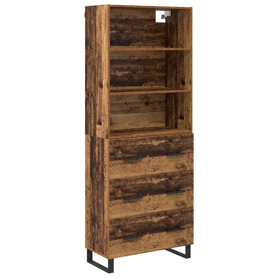 Hoge kast Oud Hout 69,5 x 34 x 180 cm Geengineerd Hout en Glas