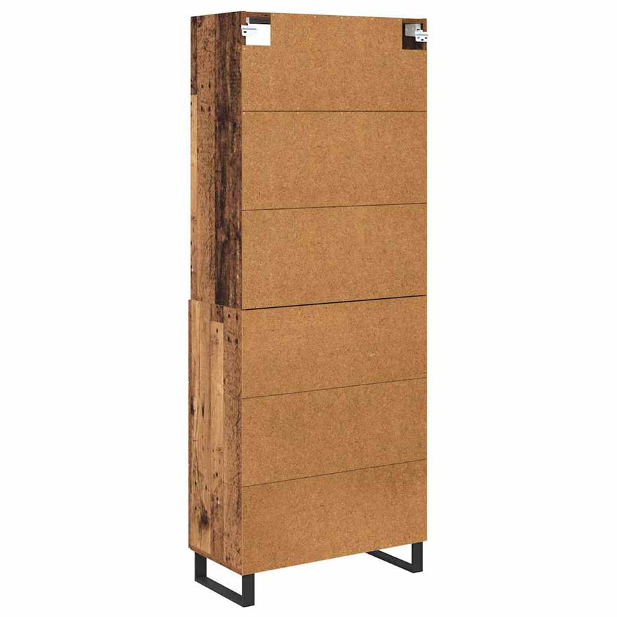 Hoge kast Oud Hout 69,5 x 34 x 180 cm Geengineerd Hout en Glas
