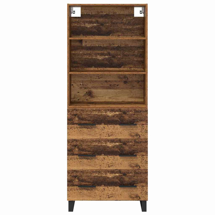 Hoge kast Oud Hout 69,5 x 34 x 180 cm Geengineerd Hout en Glas