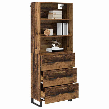 Hoge kast Oud Hout 69,5 x 34 x 180 cm Geengineerd Hout en Glas