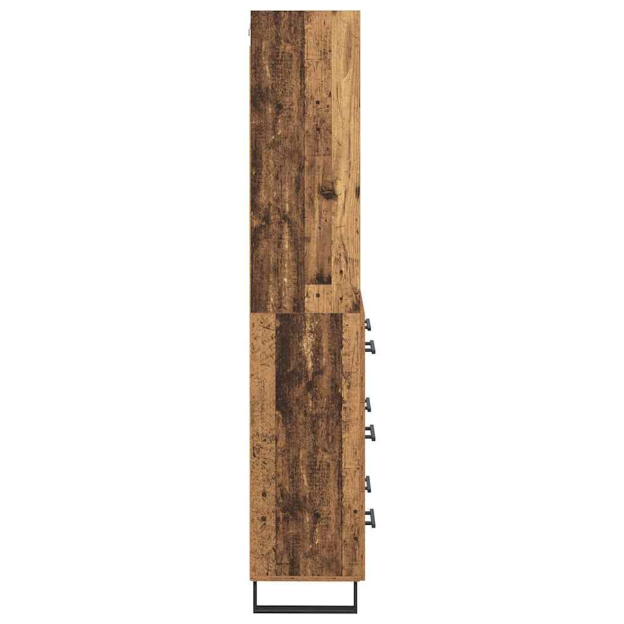 Hoge kast Oud Hout 69,5 x 34 x 180 cm Geengineerd Hout en Glas