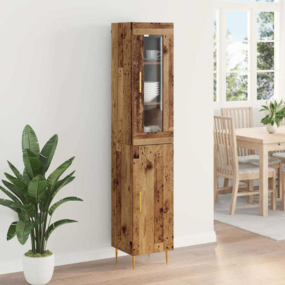 Hoge kast 2 pcs Oud Hout Glas