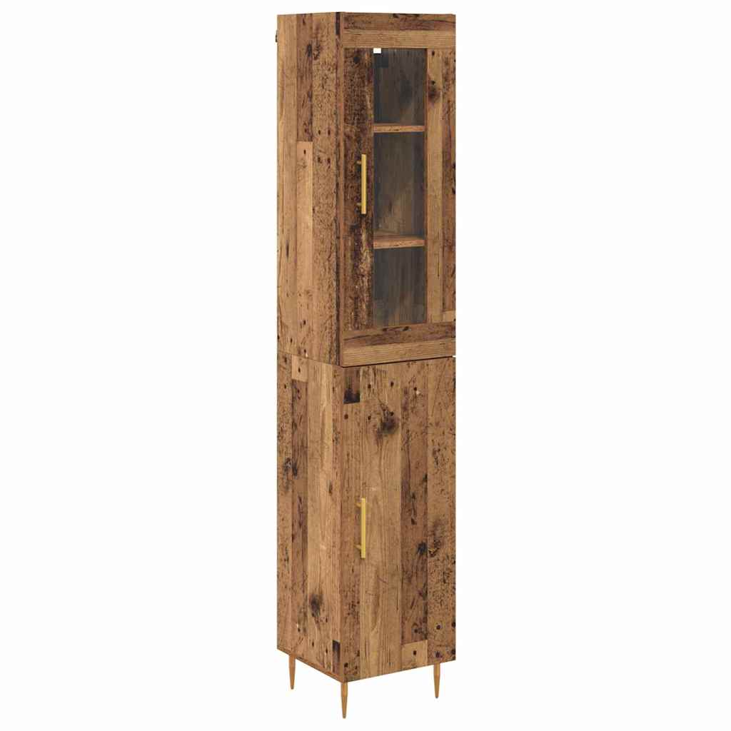 Hoge kast 2 pcs Oud Hout Glas