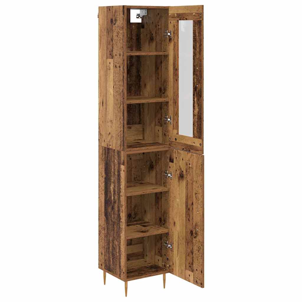 Hoge kast 2 pcs Oud Hout Glas