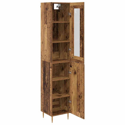 Hoge kast 2 pcs Oud Hout Glas