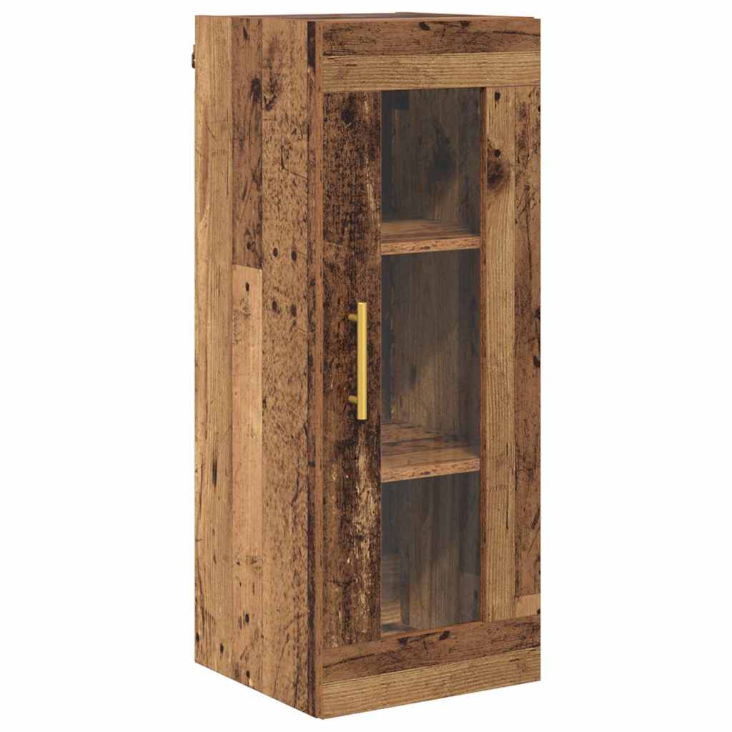 Hoge kast 2 pcs Oud Hout Glas