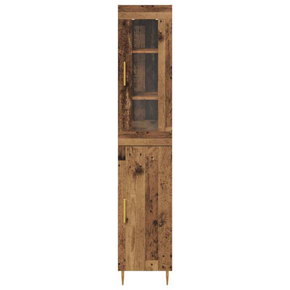 Hoge kast 2 pcs Oud Hout Glas