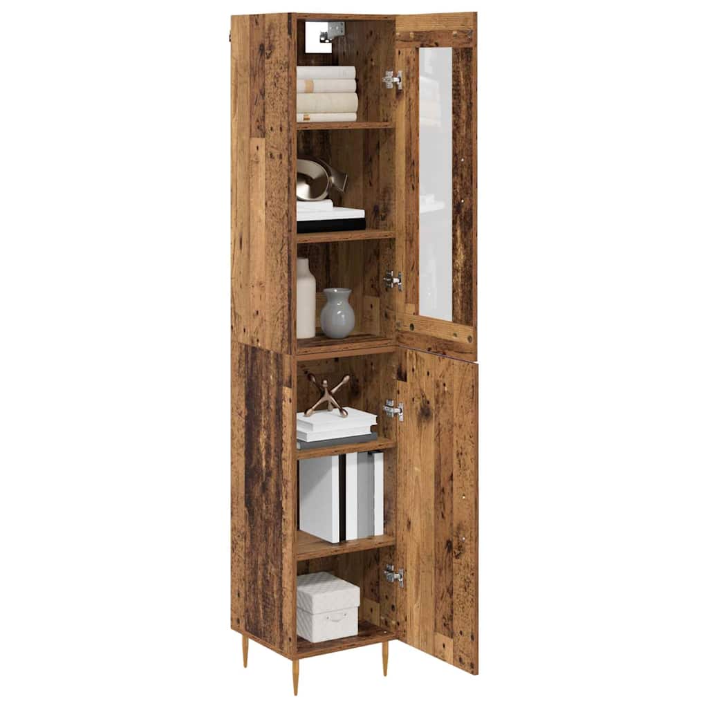 Hoge kast 2 pcs Oud Hout Glas