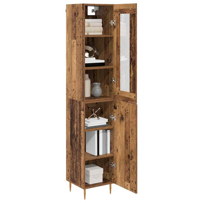 Hoge kast 2 pcs Oud Hout Glas