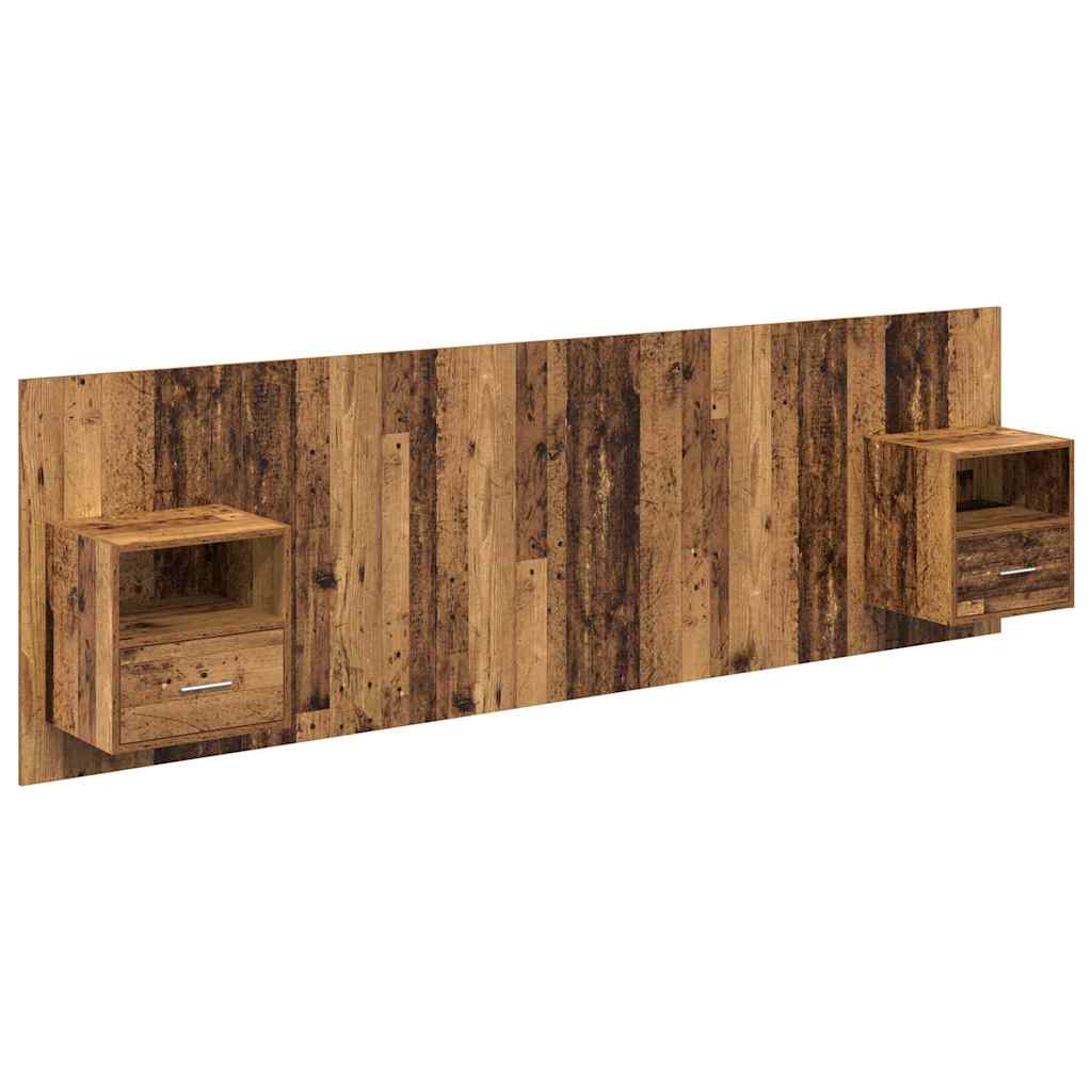 Hoofdbord Met Kast met lade 3 pcs Oud Hout Bewerkt hout