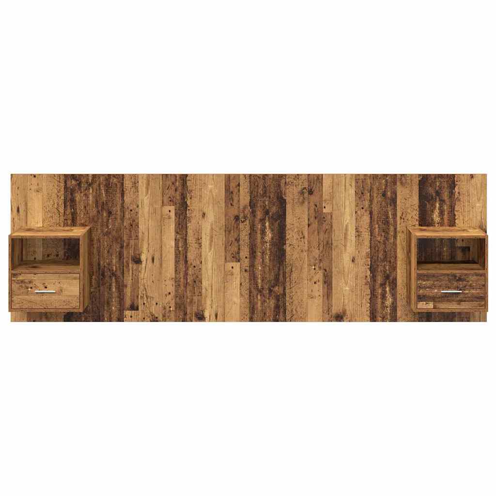Hoofdbord Met Kast met lade 3 pcs Oud Hout Bewerkt hout