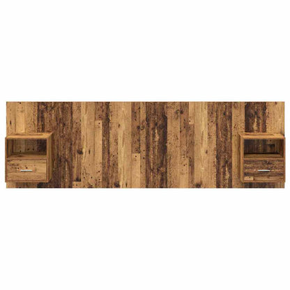 Hoofdbord Met Kast met lade 3 pcs Oud Hout Bewerkt hout