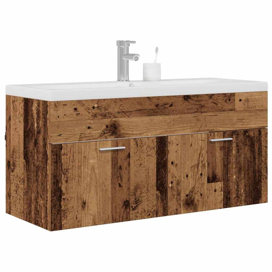 Badkamerkast met lade Oud Hout 100 x 38,5 x 46 cm Bewerkt hout