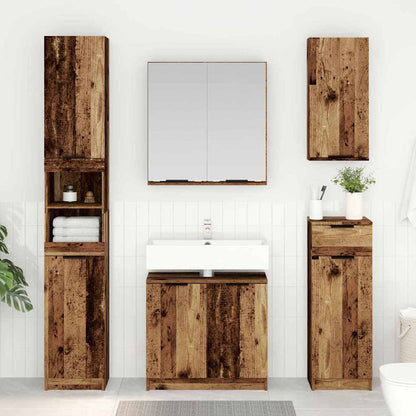 Badkamerkastenset met plank met opslag Oud Hout Bewerkt hout