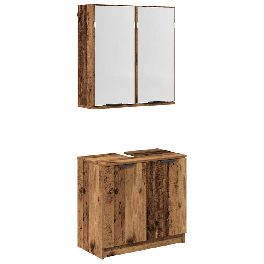Badkamerkastenset met plank met opslag Oud Hout Bewerkt hout