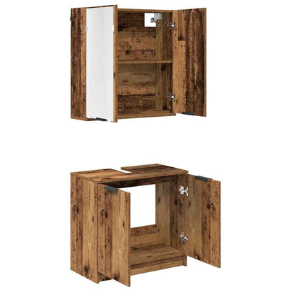 Badkamerkastenset met plank met opslag Oud Hout Bewerkt hout