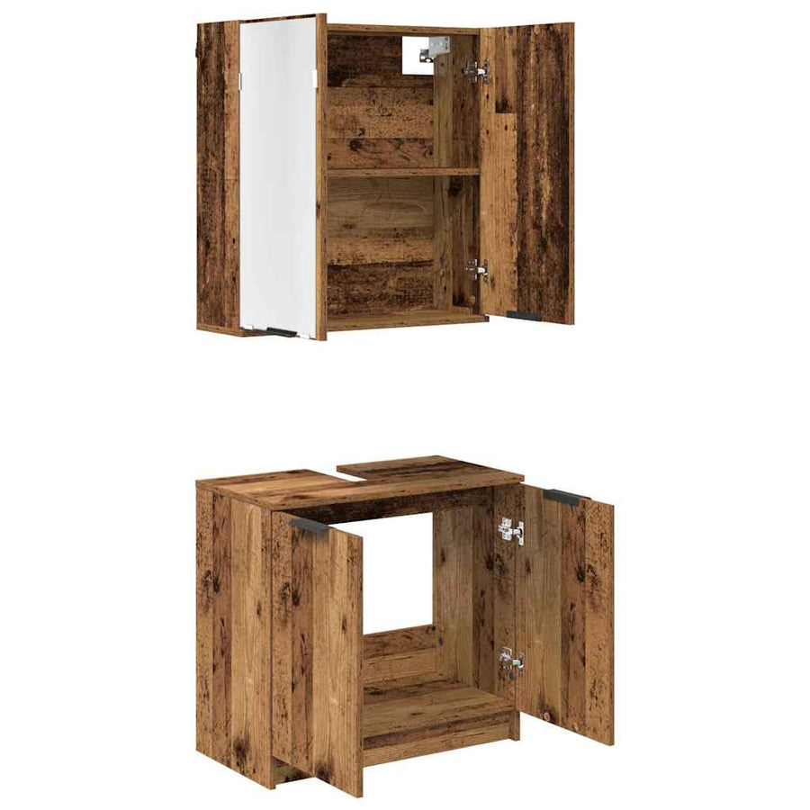 Badkamerkastenset met plank met opslag Oud Hout Bewerkt hout