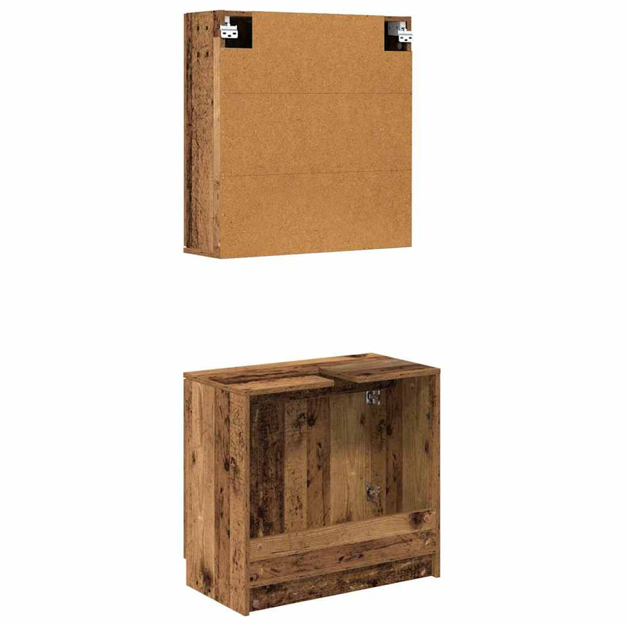 Badkamerkastenset met plank met opslag Oud Hout Bewerkt hout
