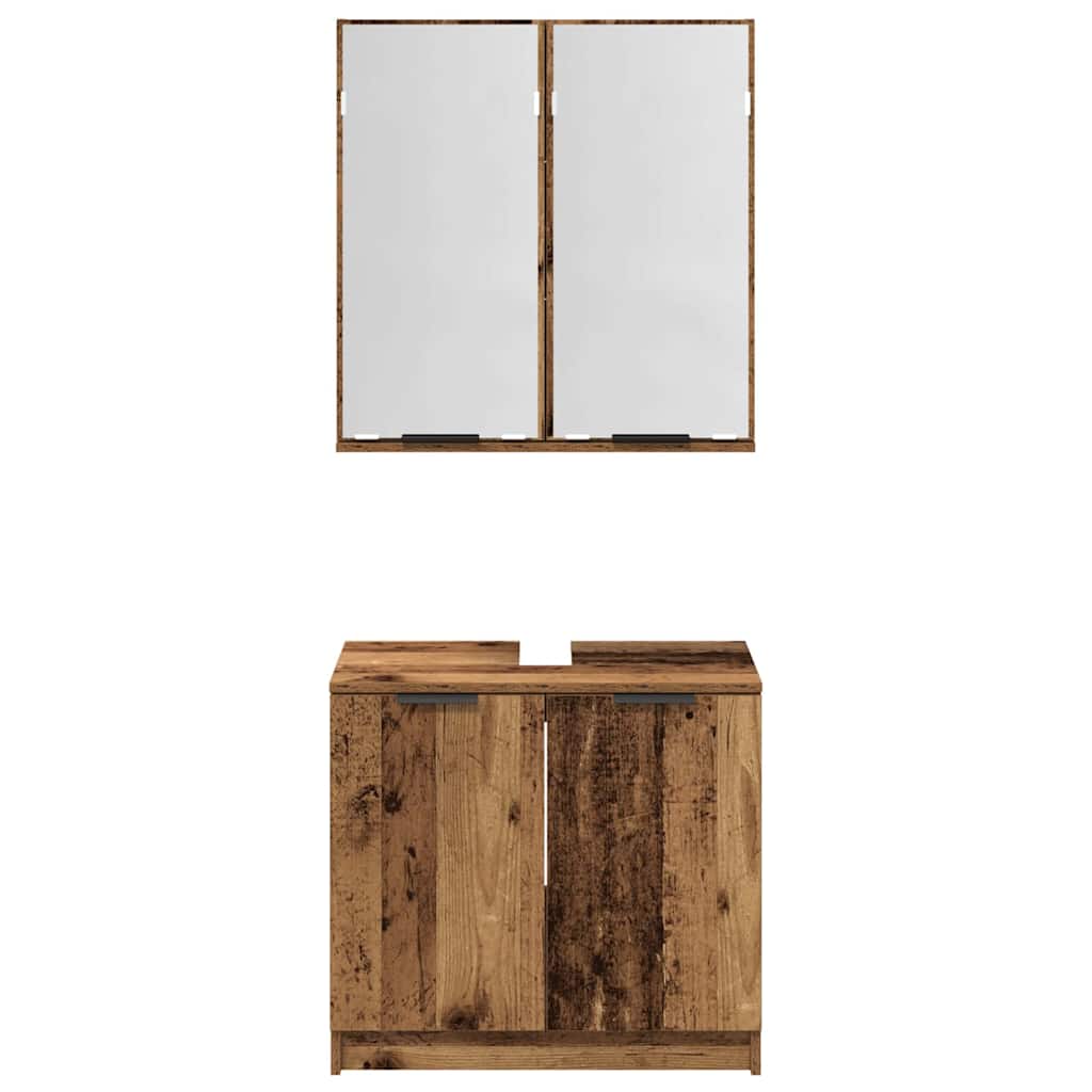 Badkamerkastenset met plank met opslag Oud Hout Bewerkt hout