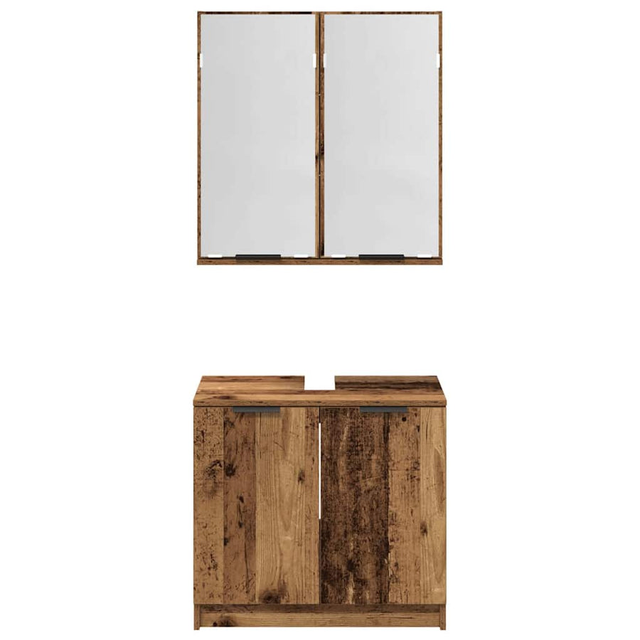 Badkamerkastenset met plank met opslag Oud Hout Bewerkt hout