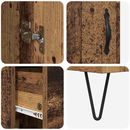 Highboard met lade Oud Hout 69,5 x 34 x 180 cm Bewerkt hout
