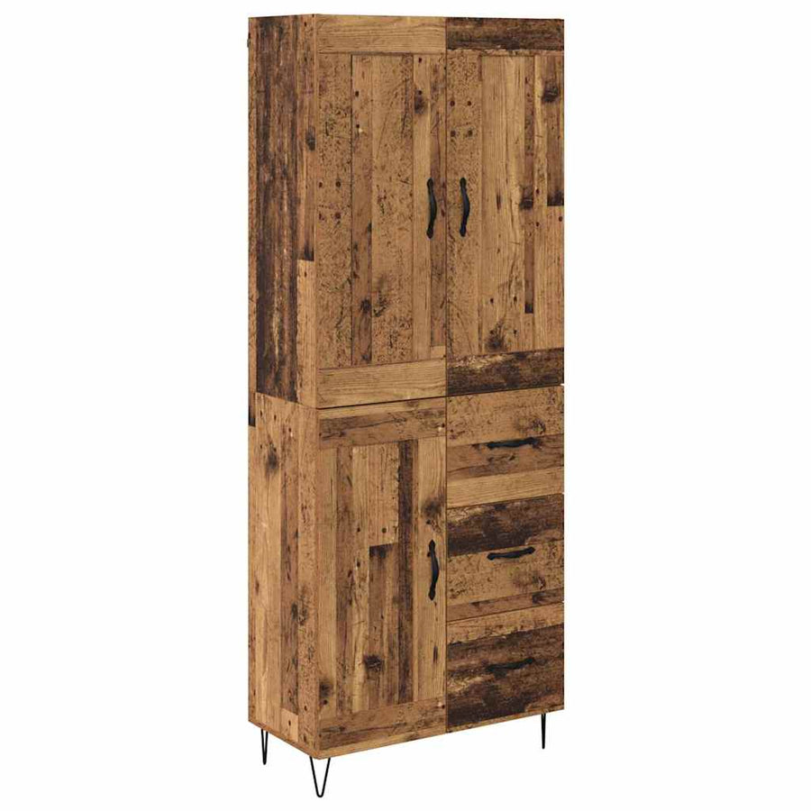 Highboard met lade Oud Hout 69,5 x 34 x 180 cm Bewerkt hout