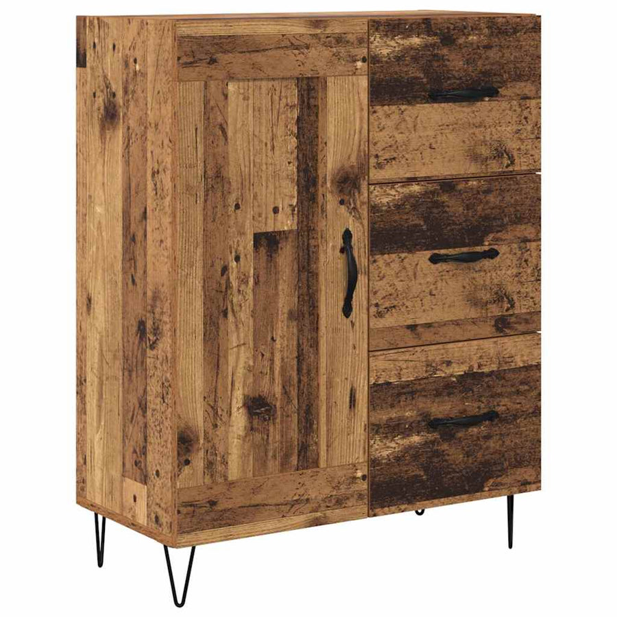Highboard met lade Oud Hout 69,5 x 34 x 180 cm Bewerkt hout