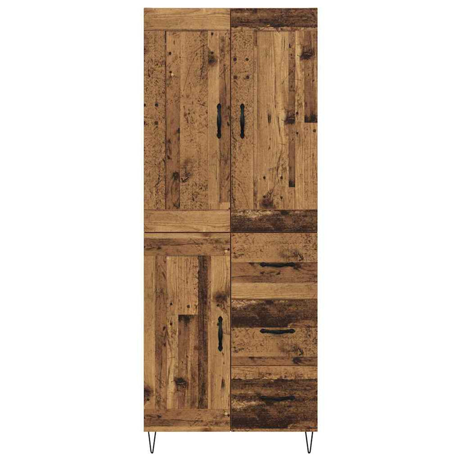 Highboard met lade Oud Hout 69,5 x 34 x 180 cm Bewerkt hout