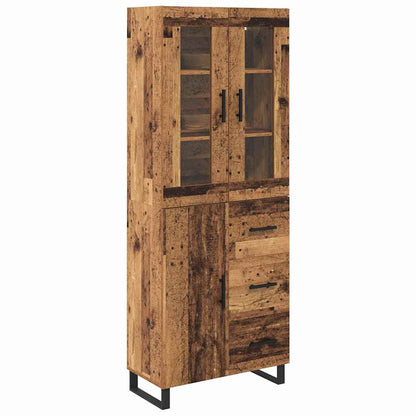 Hoge kast met lade 2 pcs Oud Hout Geengineerd Hout en Glas