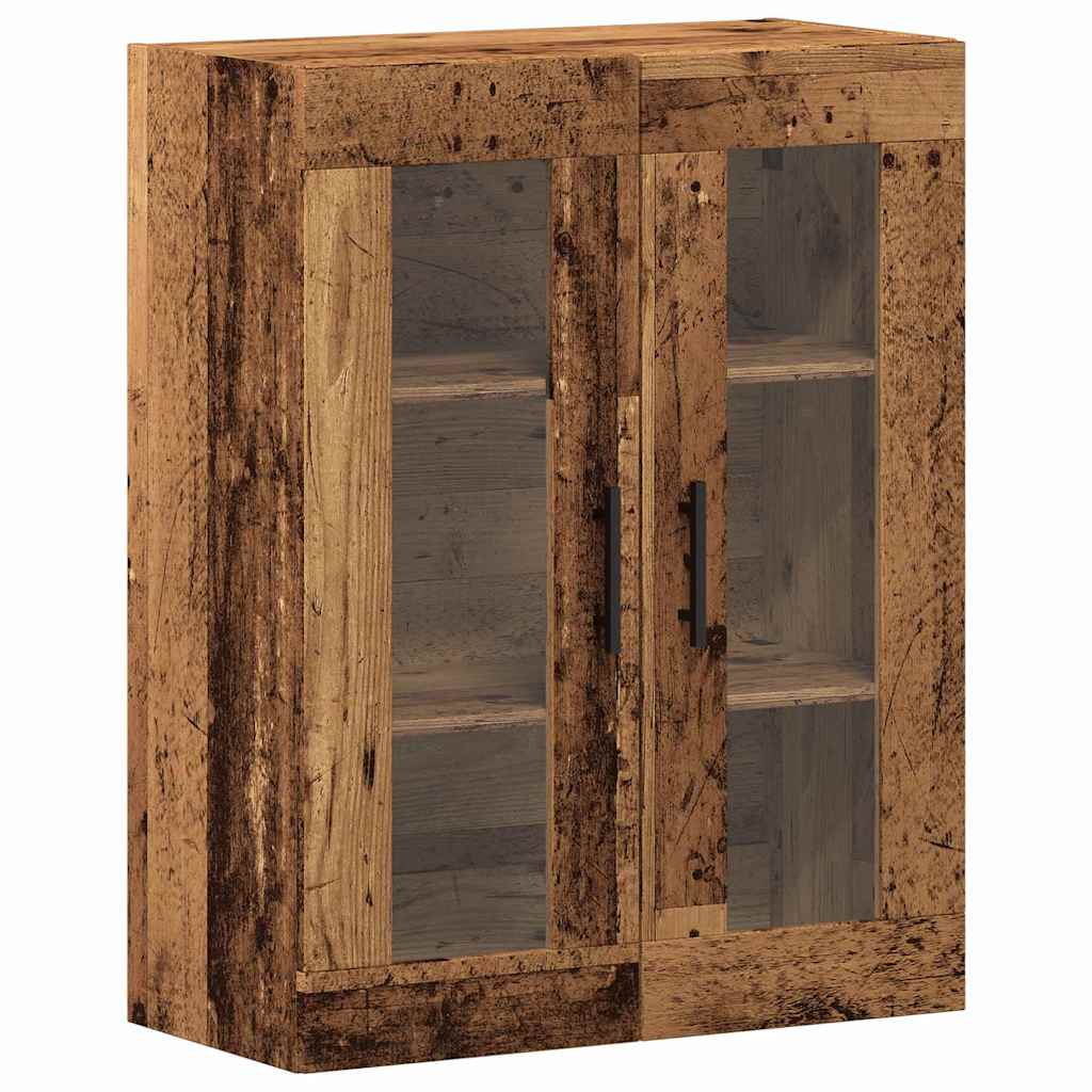 Hoge kast met lade 2 pcs Oud Hout Geengineerd Hout en Glas