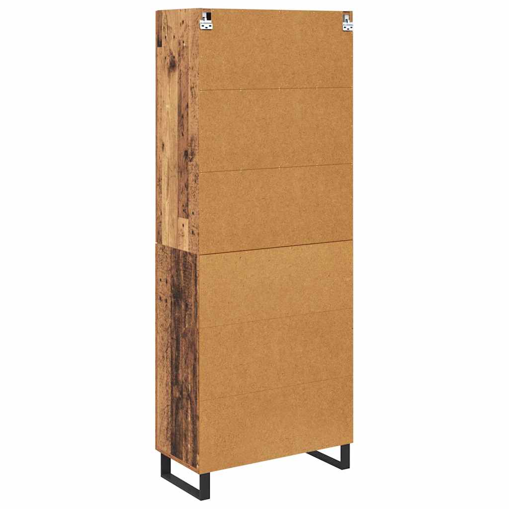 Hoge kast met lade 2 pcs Oud Hout Geengineerd Hout en Glas