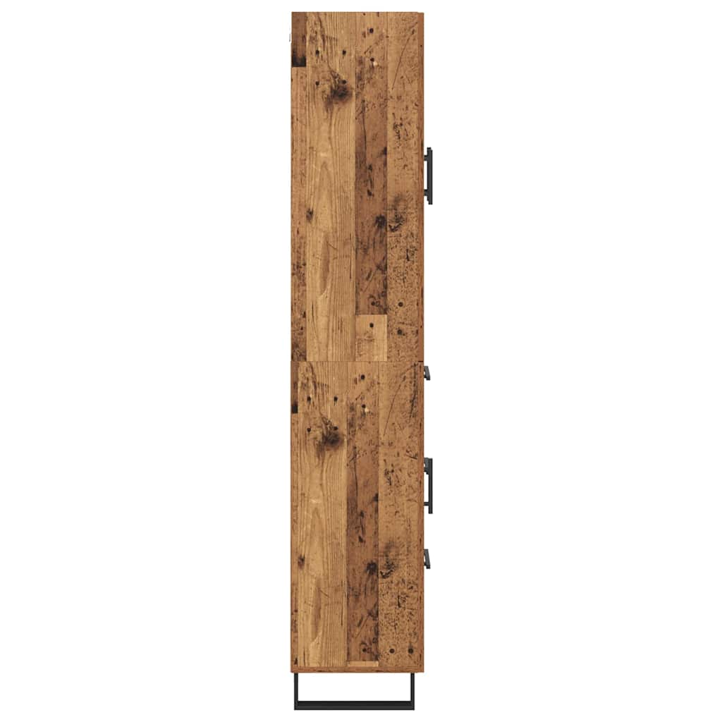 Hoge kast met lade 2 pcs Oud Hout Geengineerd Hout en Glas