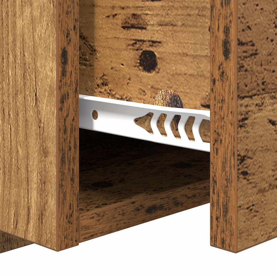 Hoofdbord Met Kast met lade 3 pcs Oud Hout Bewerkt hout