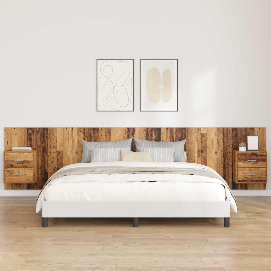 Hoofdbord Met Kast met lade 3 pcs Oud Hout Bewerkt hout