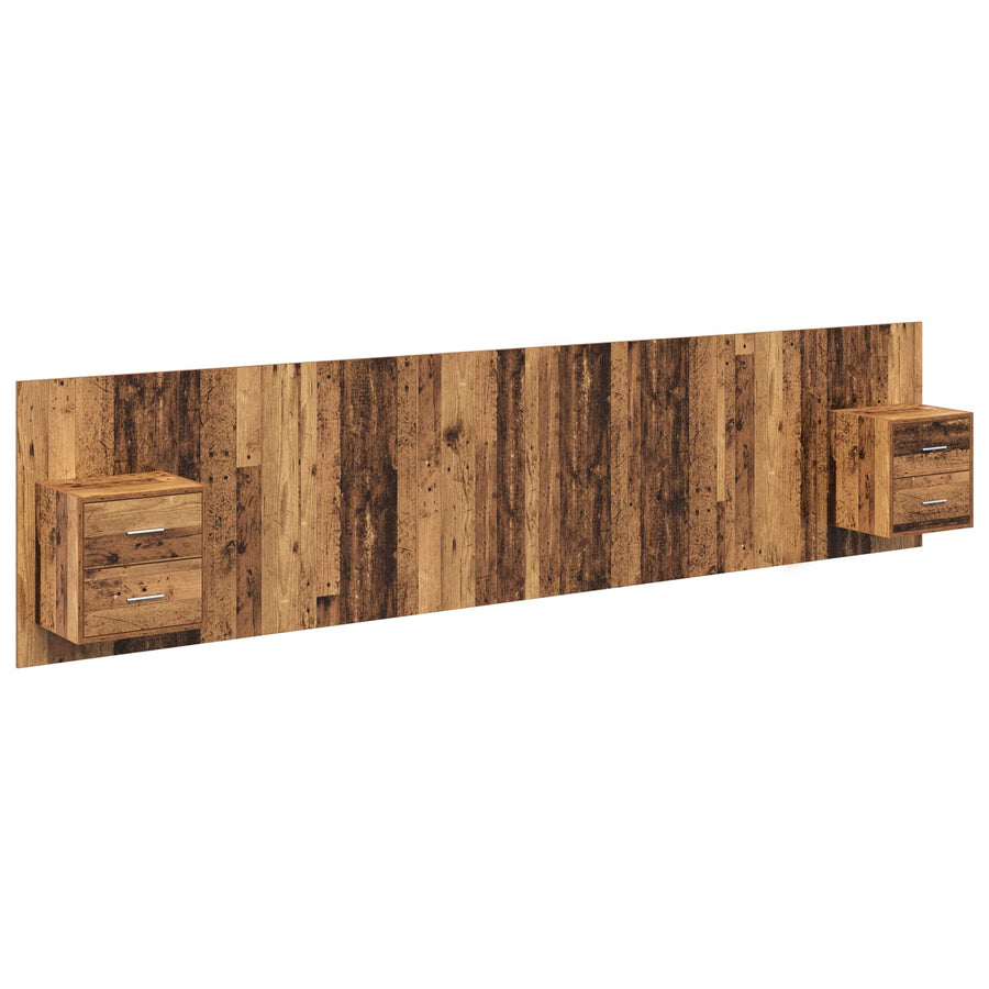 Hoofdbord Met Kast met lade 3 pcs Oud Hout Bewerkt hout