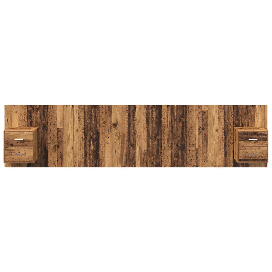 Hoofdbord Met Kast met lade 3 pcs Oud Hout Bewerkt hout