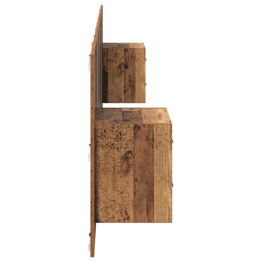 Hoofdbord Met Kast met lade 3 pcs Oud Hout Bewerkt hout