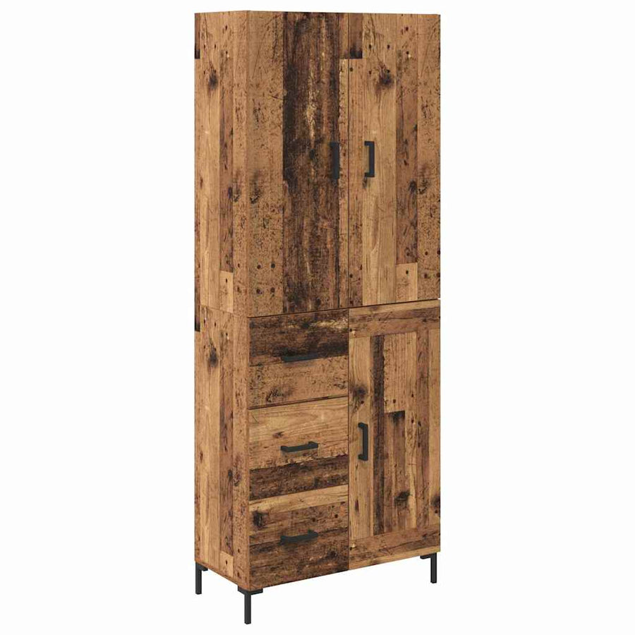 Highboard met lade Oud Hout 69,5 x 34 x 180 cm Bewerkt hout