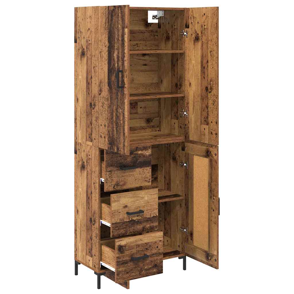 Highboard met lade Oud Hout 69,5 x 34 x 180 cm Bewerkt hout