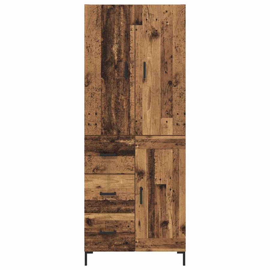 Highboard met lade Oud Hout 69,5 x 34 x 180 cm Bewerkt hout