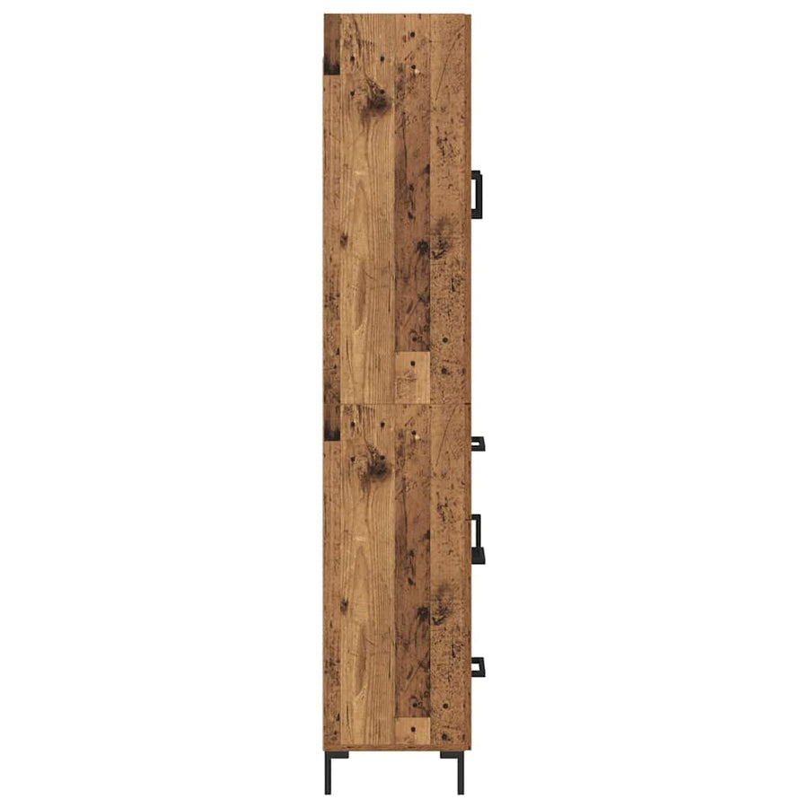 Highboard met lade Oud Hout 69,5 x 34 x 180 cm Bewerkt hout