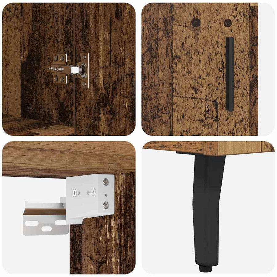 Hoge kast Oud Hout 69,5 x 34 x 180 cm Geengineerd Hout en Glas