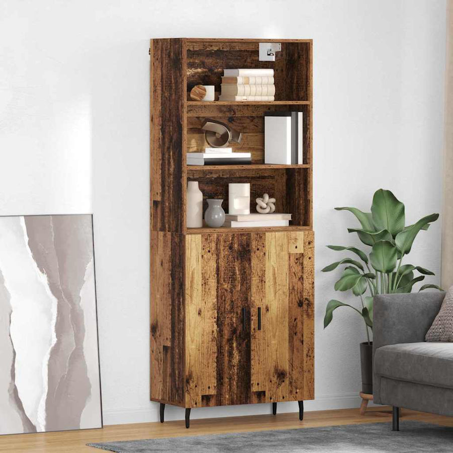 Hoge kast Oud Hout 69,5 x 34 x 180 cm Geengineerd Hout en Glas