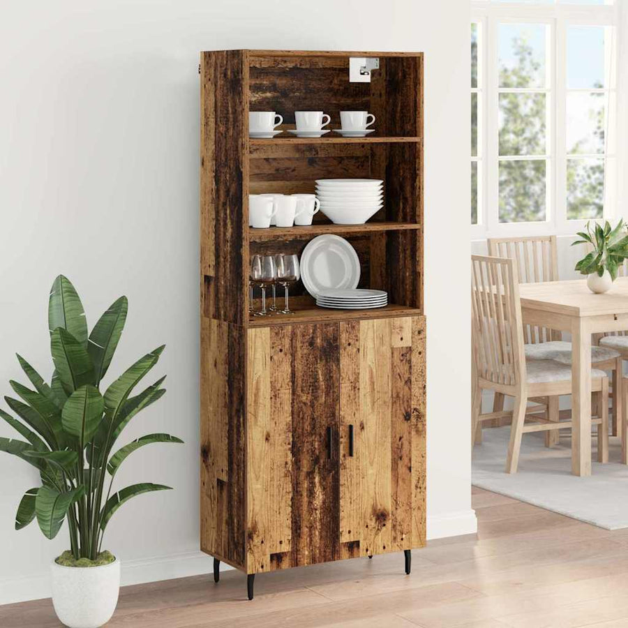 Hoge kast Oud Hout 69,5 x 34 x 180 cm Geengineerd Hout en Glas