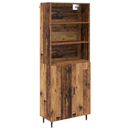 Hoge kast Oud Hout 69,5 x 34 x 180 cm Geengineerd Hout en Glas