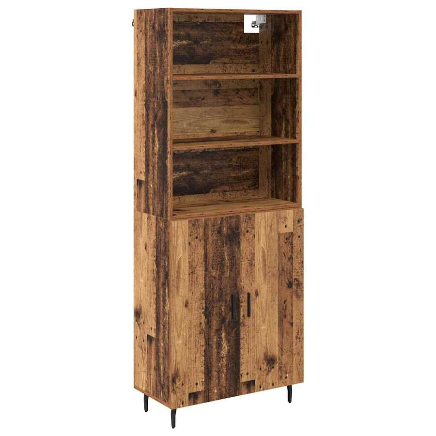 Hoge kast Oud Hout 69,5 x 34 x 180 cm Geengineerd Hout en Glas