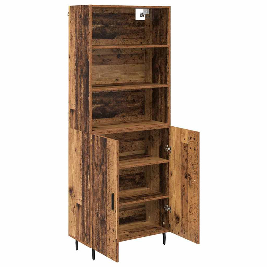 Hoge kast Oud Hout 69,5 x 34 x 180 cm Geengineerd Hout en Glas