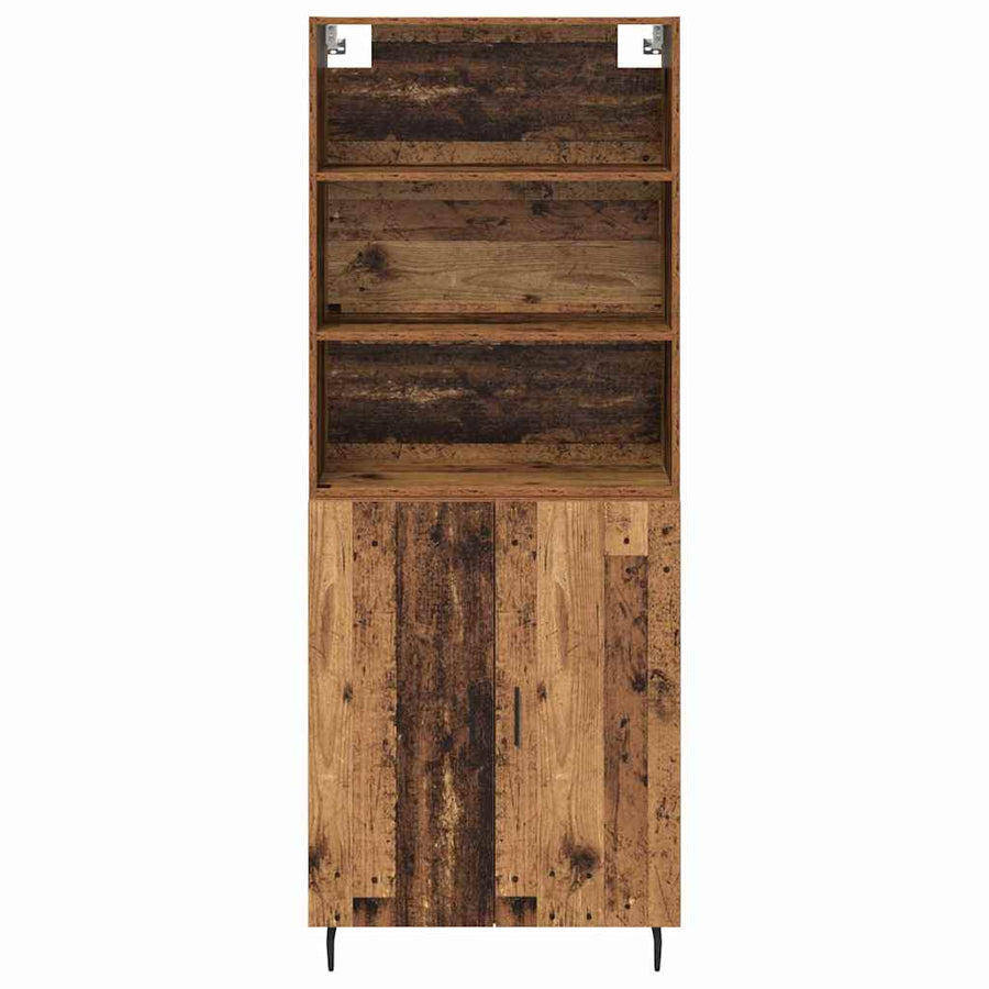 Hoge kast Oud Hout 69,5 x 34 x 180 cm Geengineerd Hout en Glas