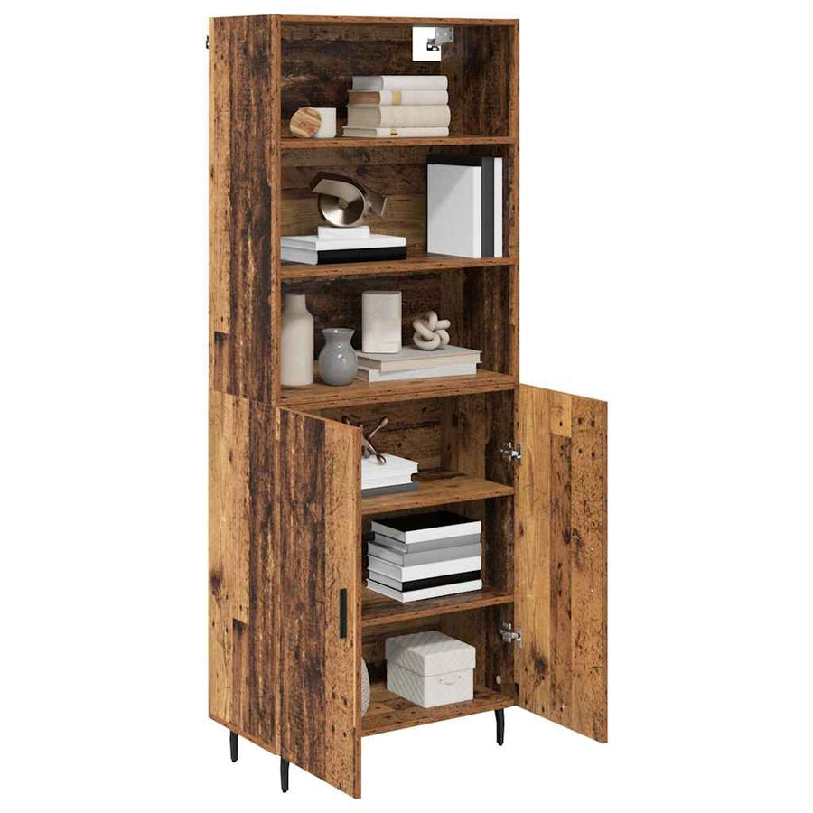 Hoge kast Oud Hout 69,5 x 34 x 180 cm Geengineerd Hout en Glas